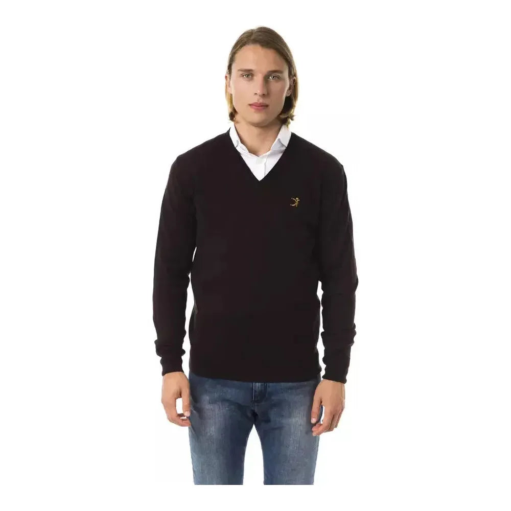 Uominitaliani Brown Merino Wool Men Sweater Uominitaliani Dark Slate Gray