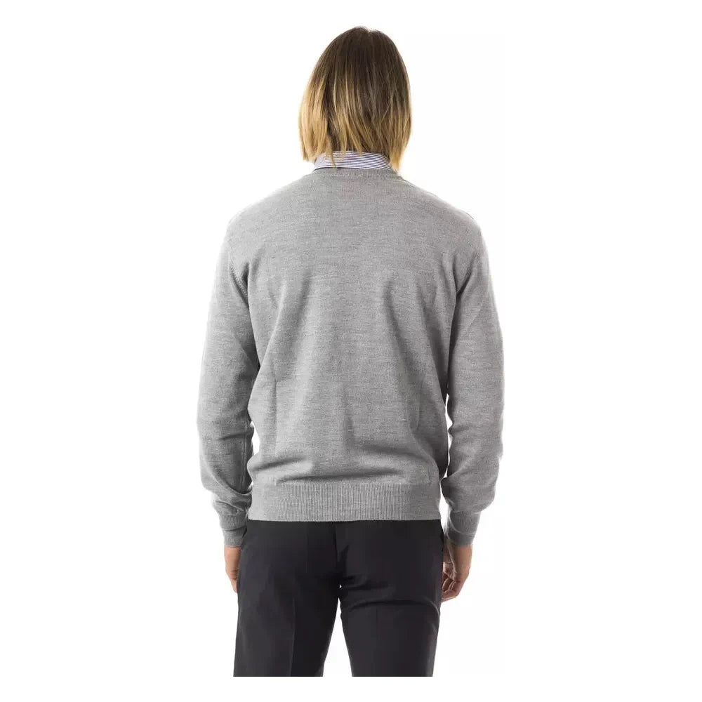 Uominitaliani Gray Wool Men Sweater Uominitaliani Dark Gray