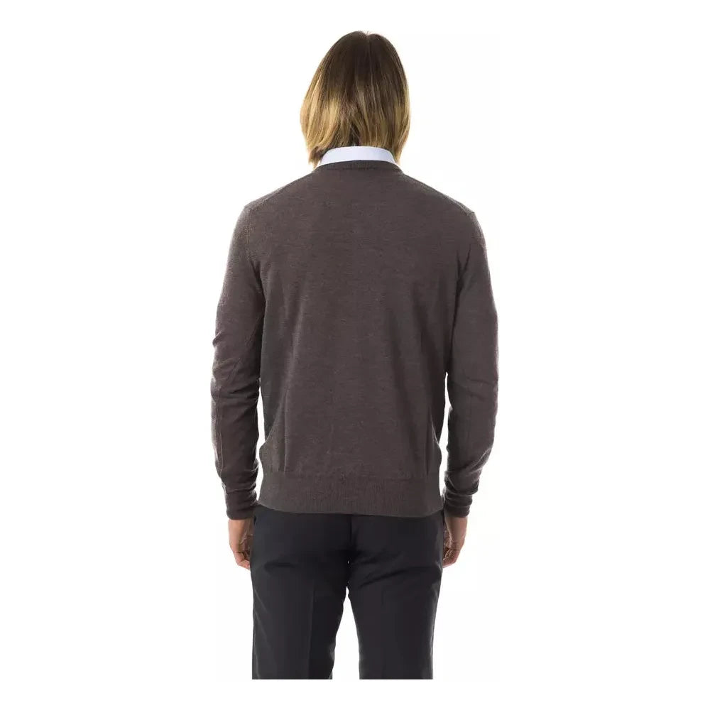 Uominitaliani Gray Merino Wool Men Sweater Uominitaliani Dark Slate Gray