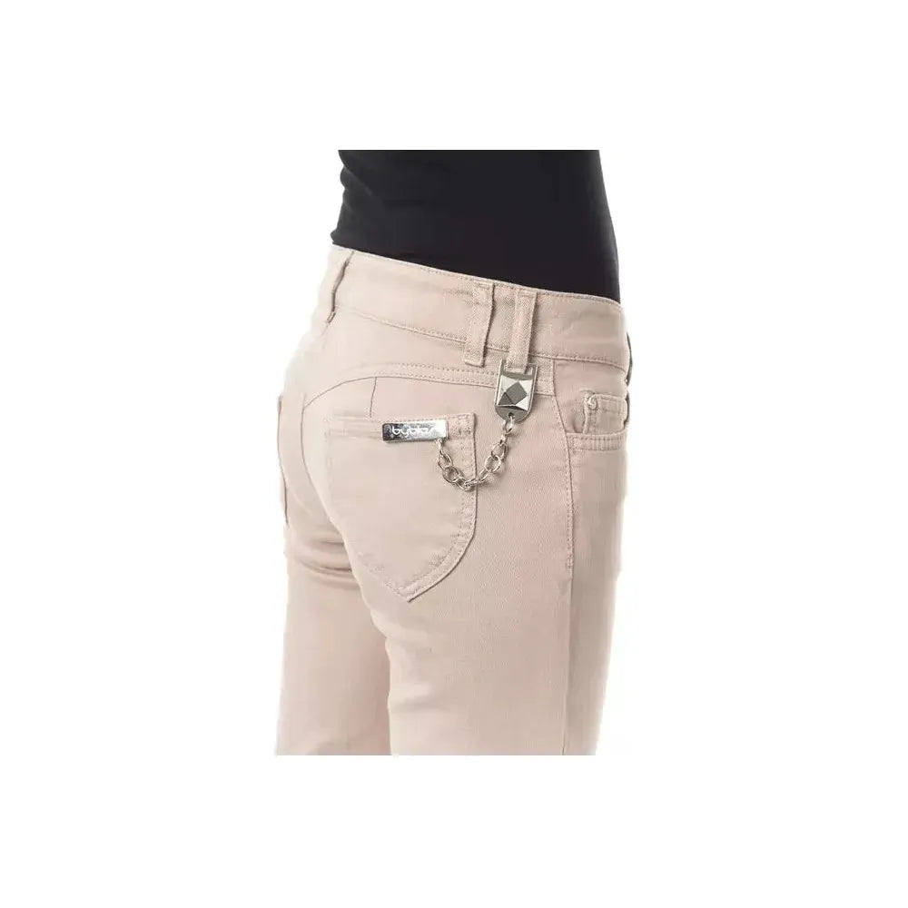 BYBLOS Beige Cotton Women Pant with Chain Detail on Pocket BYBLOS Gray