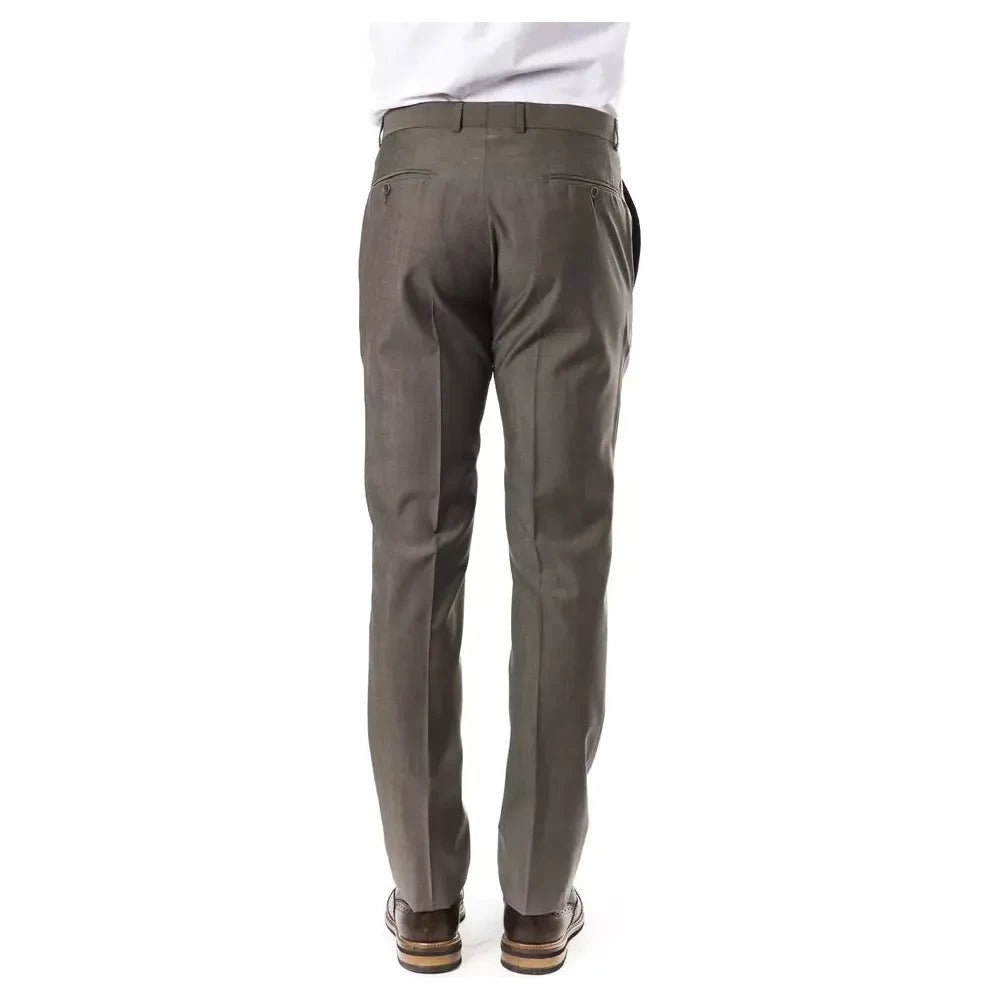 Uominitaliani Gray Wool Mens Pants Uominitaliani Dark Olive Green