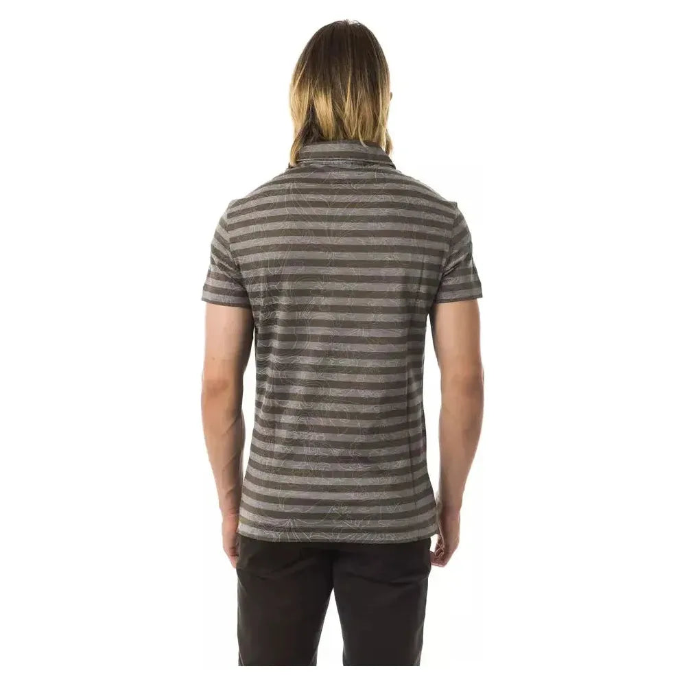 BYBLOS Gray Cotton Men Polo Shirt BYBLOS Dark Olive Green