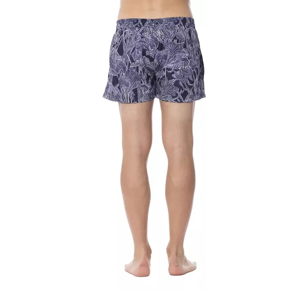 Roberto Cavalli Sport Blue Polyester Men Swimsuit Roberto Cavalli Sport Rosy Brown