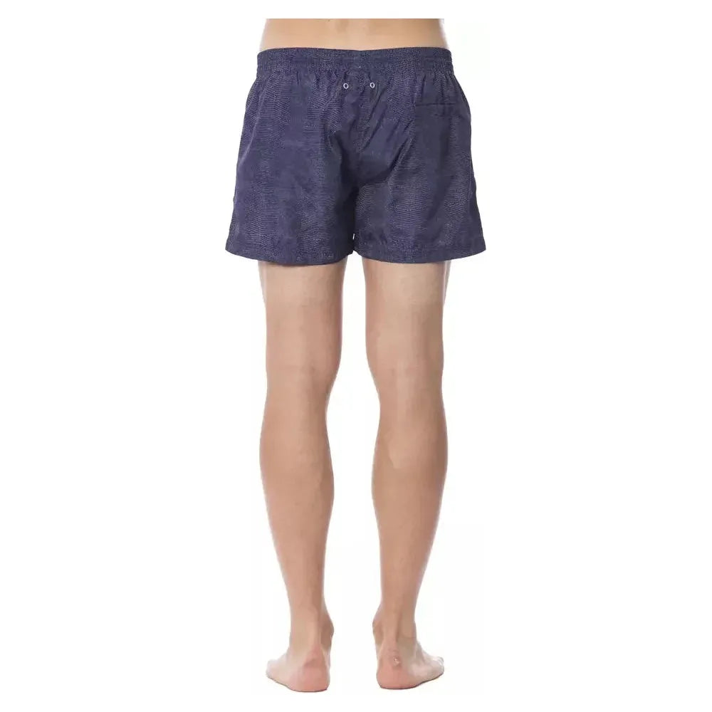 Roberto Cavalli Sport Blue Polyester Men's Swim Trunk Roberto Cavalli Sport Rosy Brown