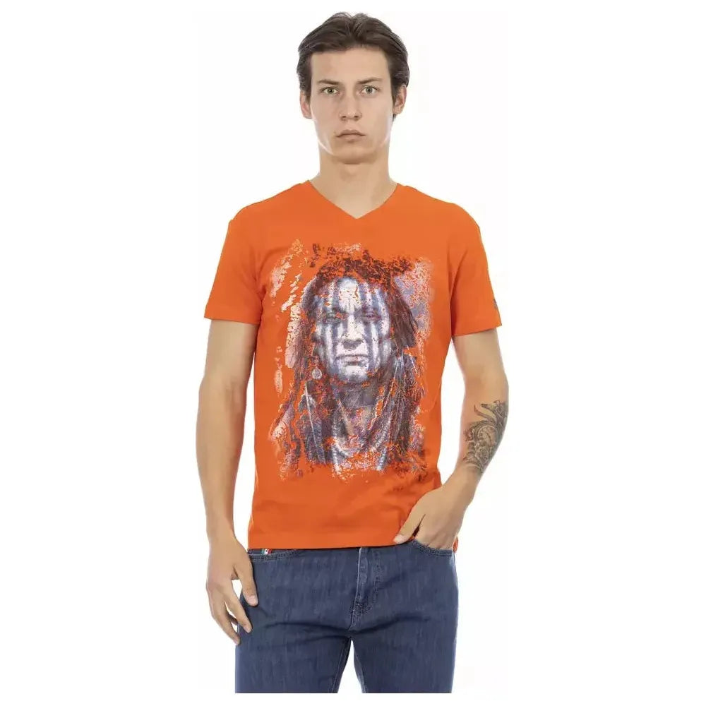 Trussardi Action Orange Cotton Men T-Shirt Trussardi Action Chocolate