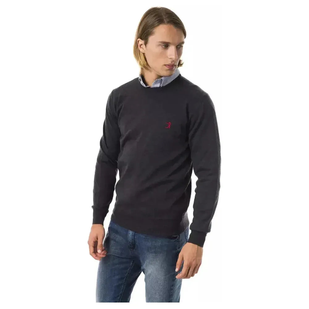 Uominitaliani Gray Merino Wool Men Sweater Uominitaliani Dark Slate Gray