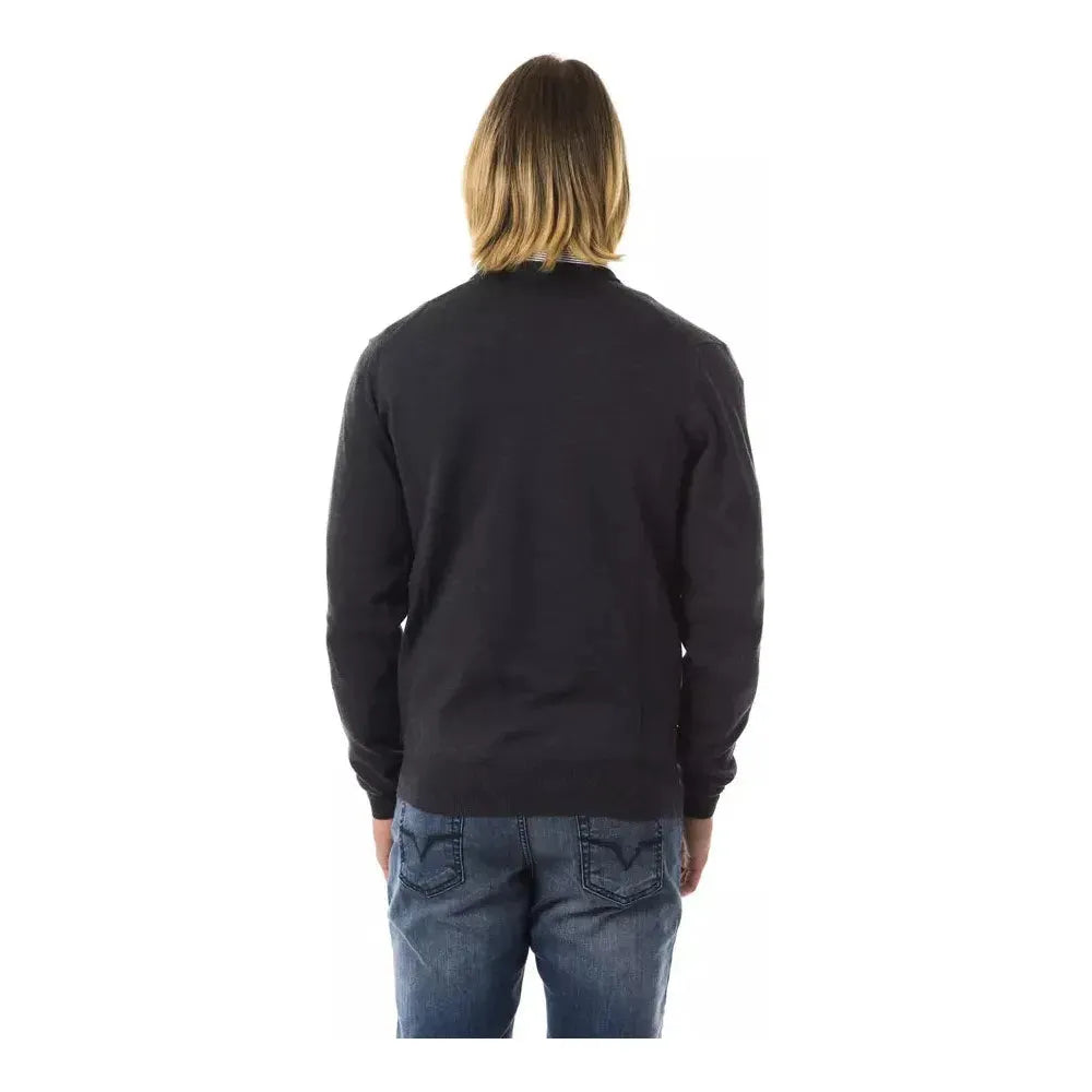 Uominitaliani Gray Merino Wool Men Sweater Uominitaliani Dark Slate Gray