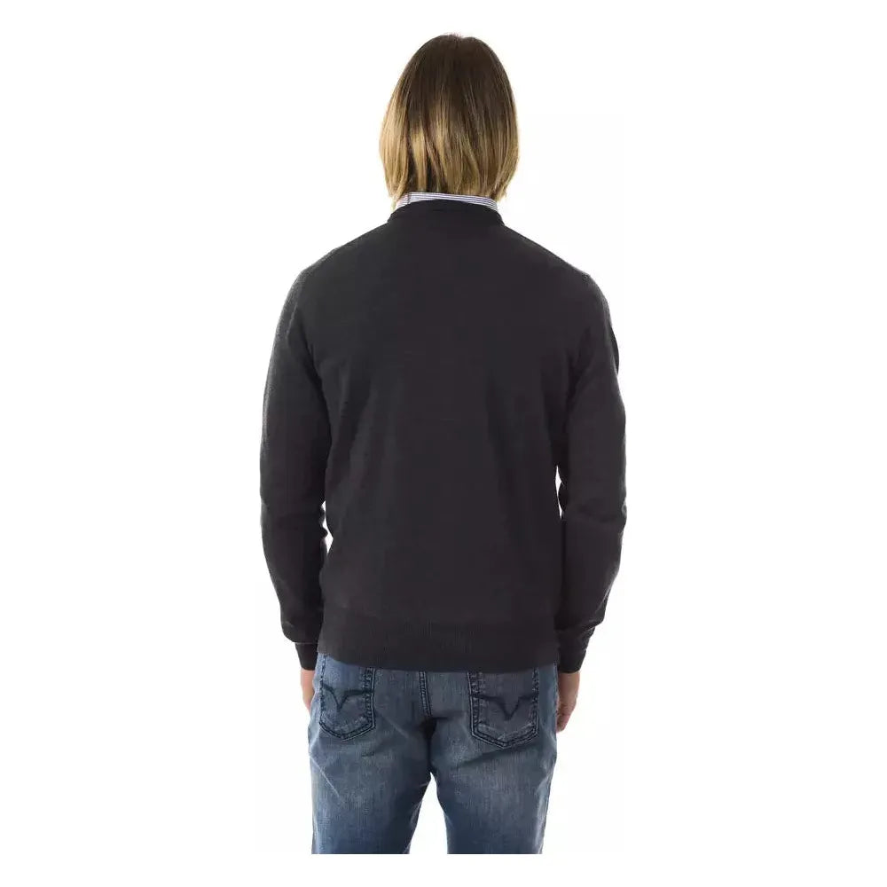 Uominitaliani Gray Merino Wool Men Sweater Uominitaliani Dark Slate Gray