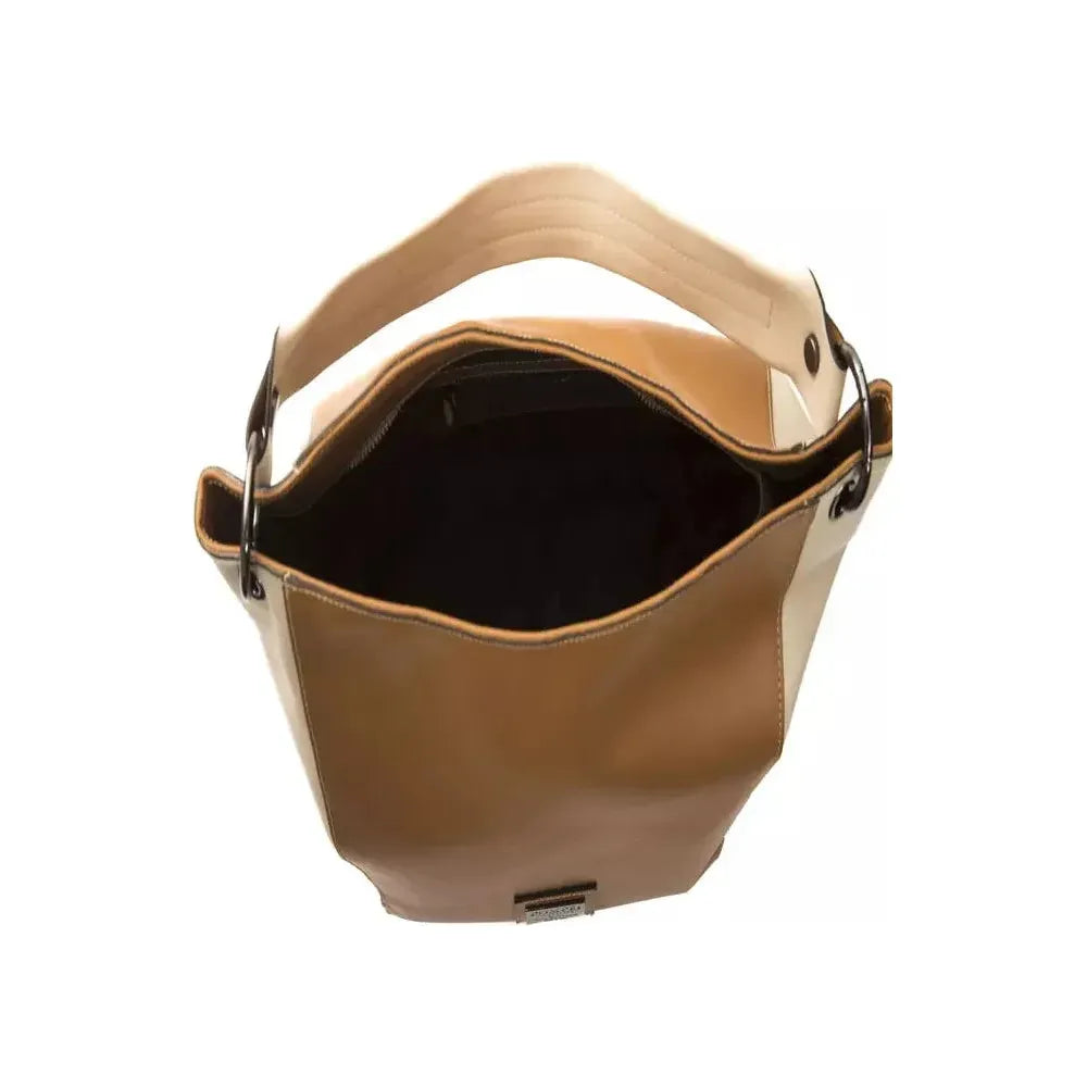 Pompei Donatella Brown Leather Women Shoulder Bag Pompei Donatella Sienna