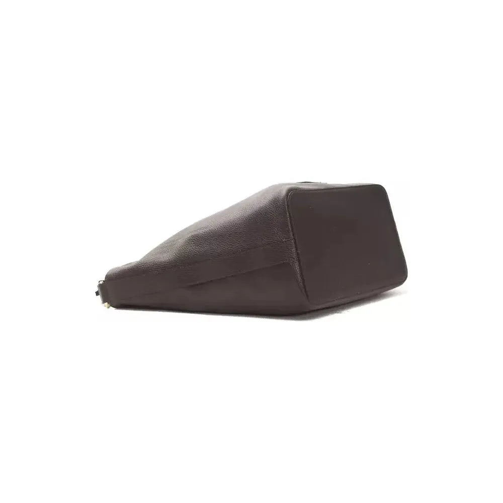 Pompei Donatella Brown Leather Women Shoulder Bag WOMAN SHOULDER BAGS Pompei Donatella Dark Slate Gray