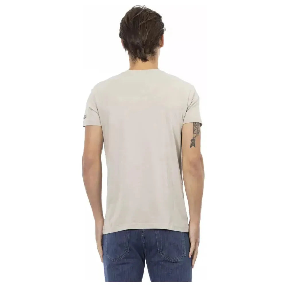 Trussardi Action Beige Cotton Men T-Shirt Trussardi Action Light Gray