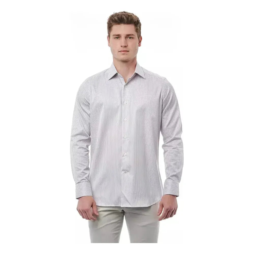 Bagutta White Cotton Men Shirt Bagutta Gray