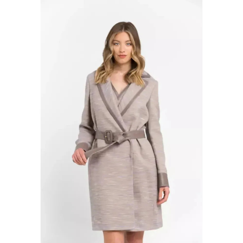 Trussardi Beige Cotton Women Coat Dress Trussardi Beige