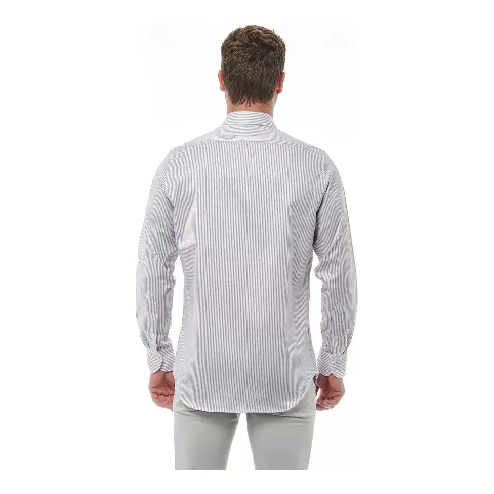 Bagutta White Cotton Men Shirt Bagutta Gray