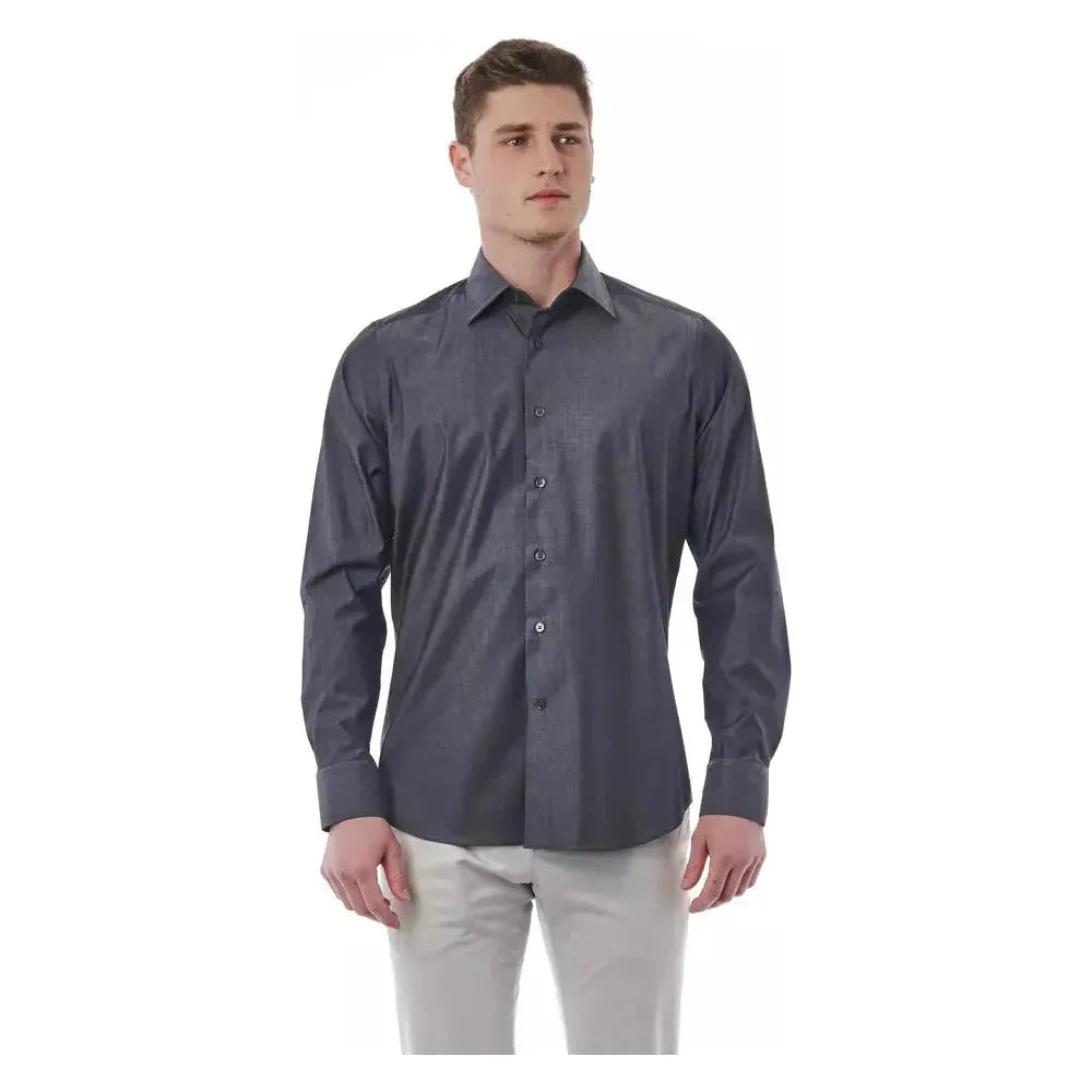Bagutta "Gray Cotton Men's Shirt" Bagutta Dark Slate Gray