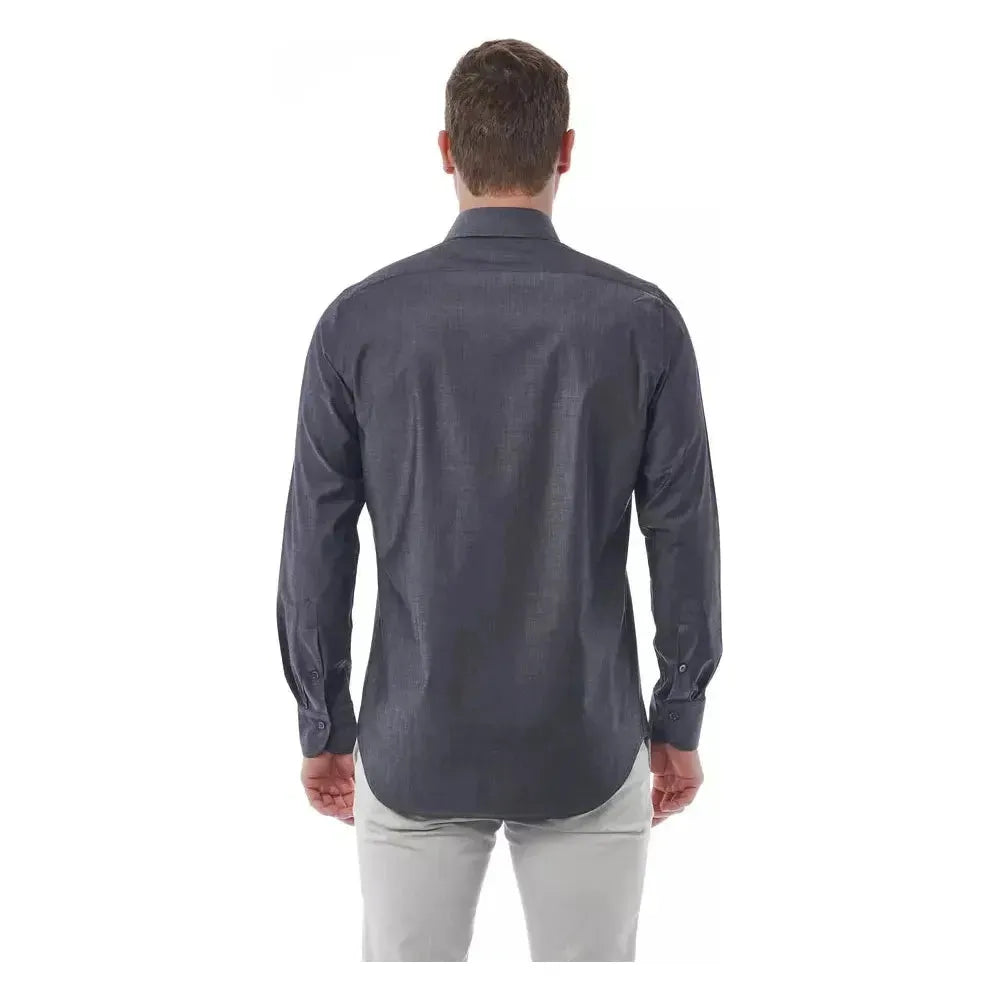 Bagutta "Gray Cotton Men's Shirt" Bagutta Dark Slate Gray