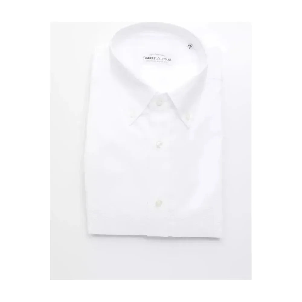 Robert Friedman White Cotton Men Shirt Robert Friedman White Smoke