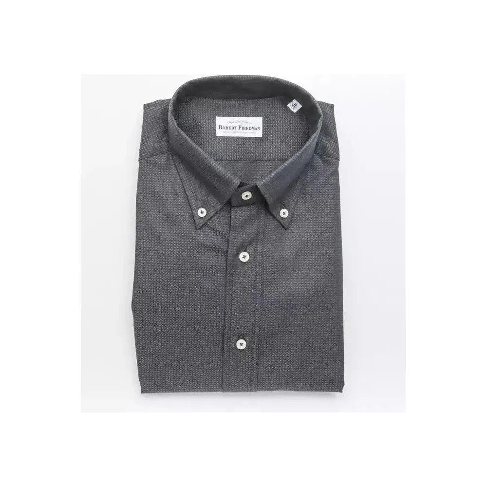 Robert Friedman Green Cotton Men Shirt Robert Friedman White Smoke