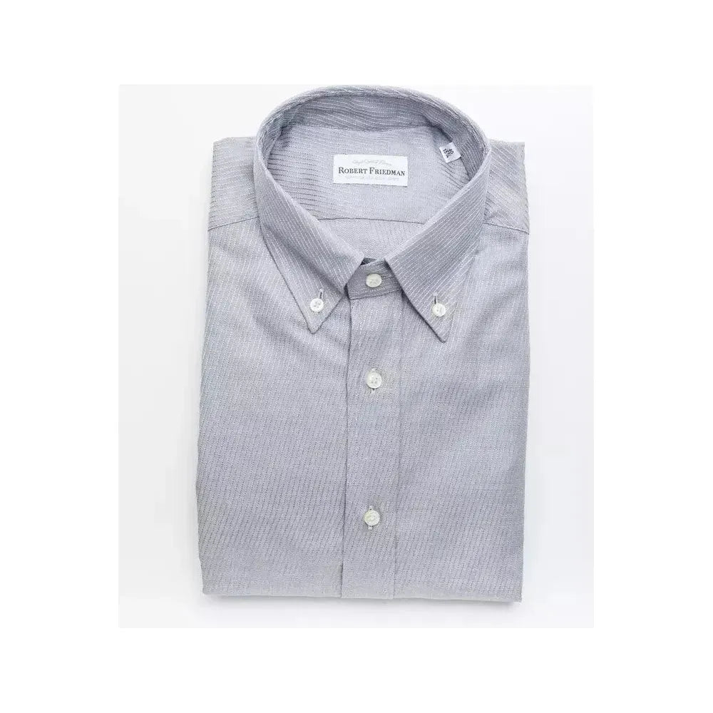 Robert Friedman Beige Cotton Men Shirt Robert Friedman Light Gray