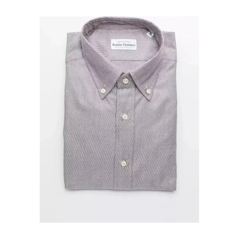 Robert Friedman Beige Cotton Men Shirt Robert Friedman Light Gray