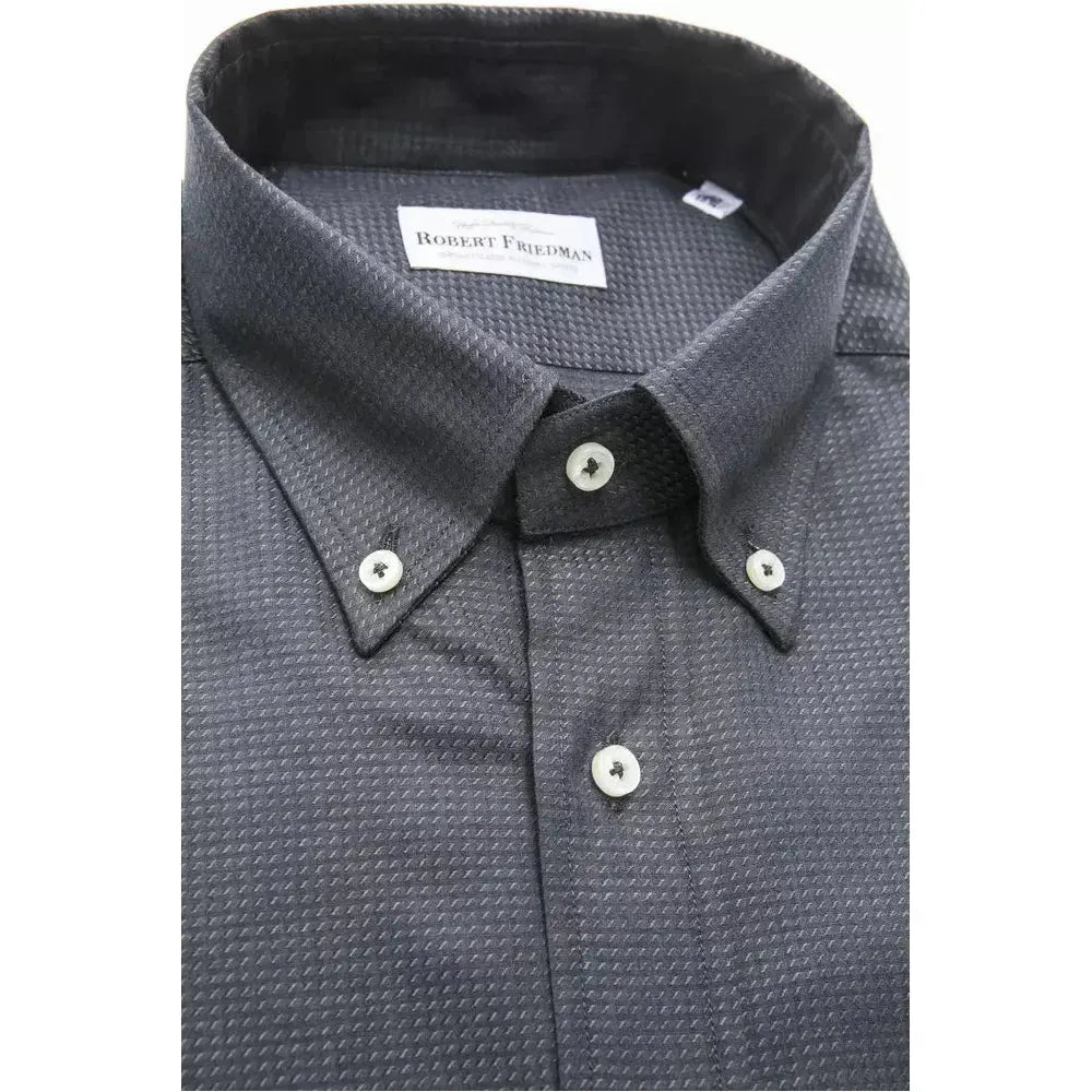 Robert Friedman Green Cotton Men Shirt Robert Friedman Dim Gray