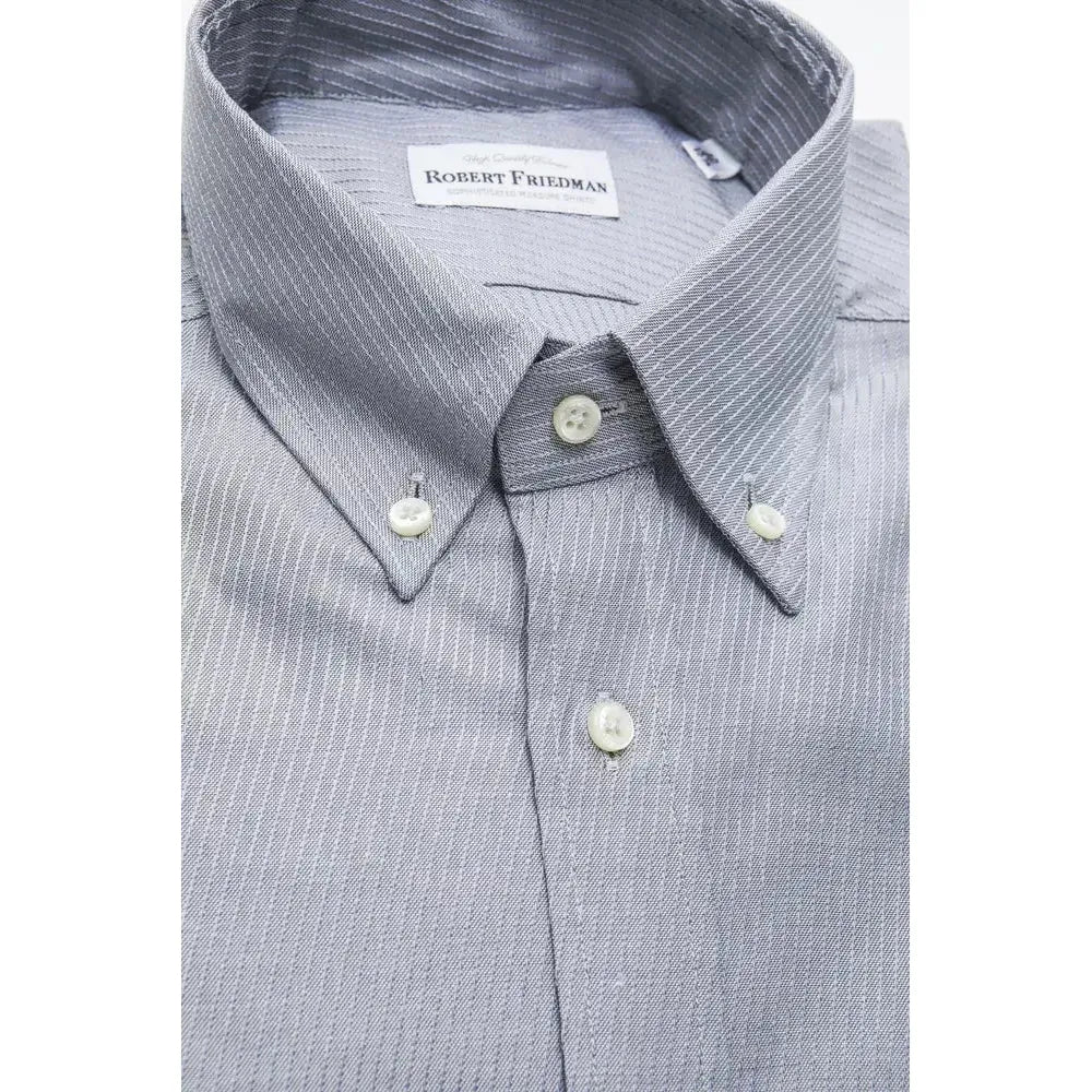 Robert Friedman Beige Cotton Men Shirt Robert Friedman Gray