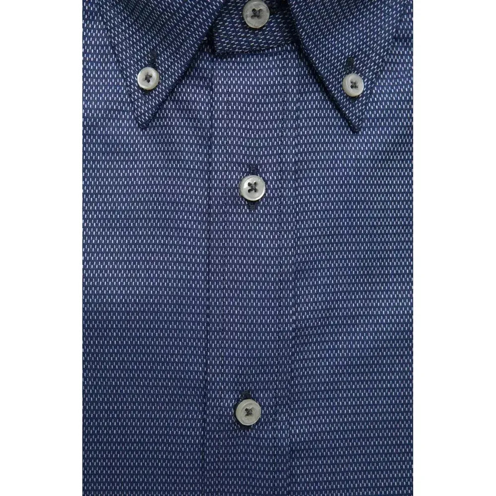 Robert Friedman Blue Cotton Men Shirt Robert Friedman Dark Slate Gray