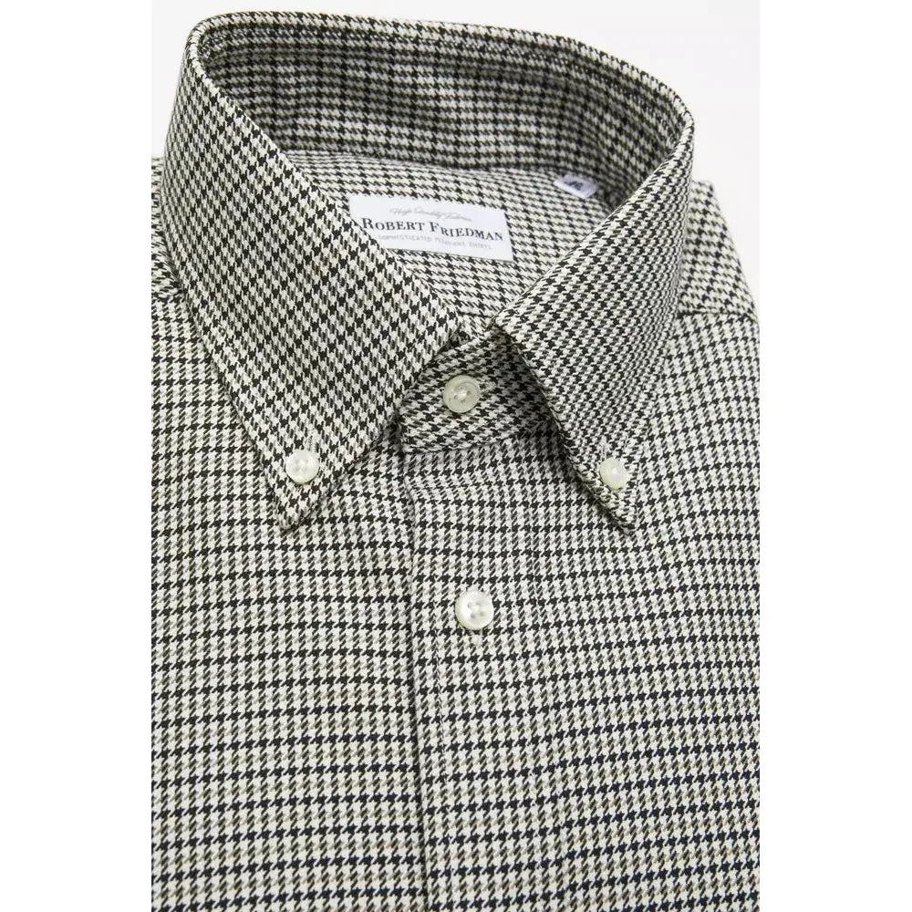 Robert Friedman Beige Cotton Men Shirt Robert Friedman Light Gray
