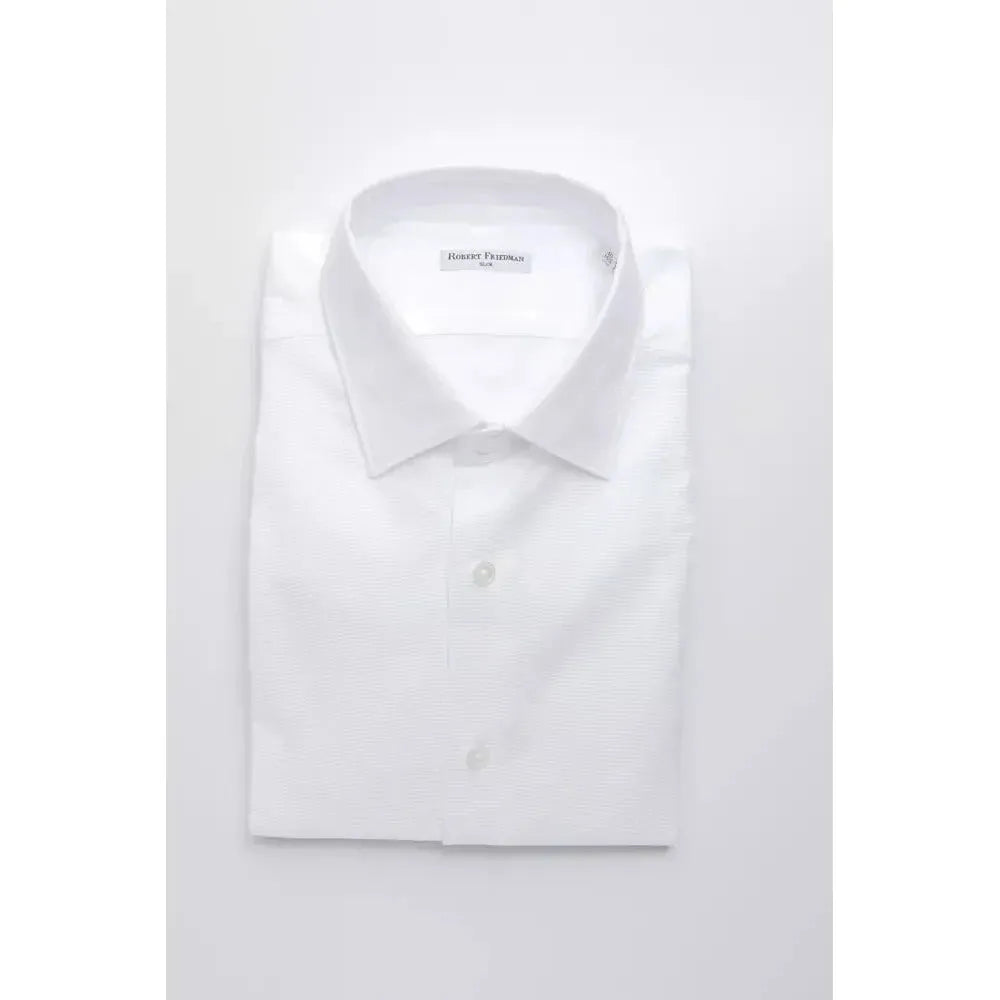 Robert Friedman White Cotton Men Shirt Robert Friedman Lavender