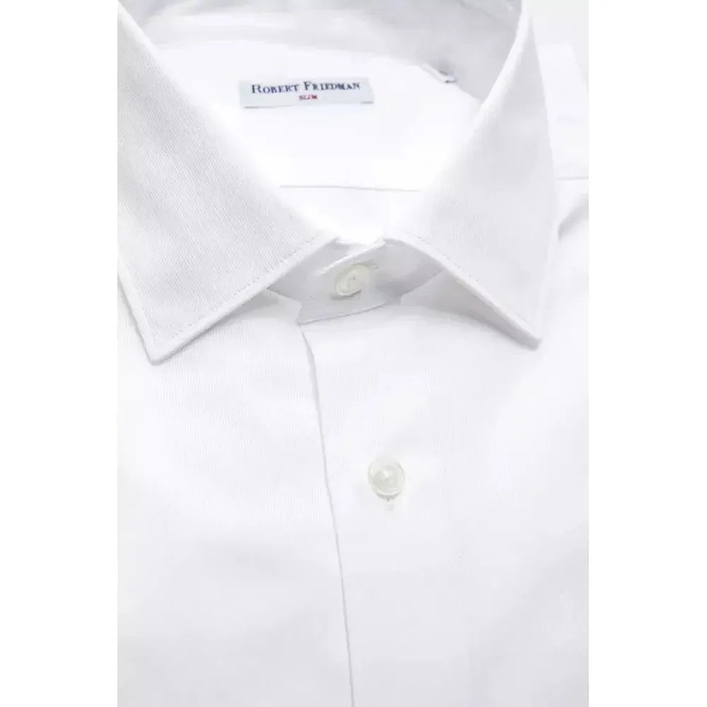 Robert Friedman White Cotton Men Shirt Robert Friedman Lavender