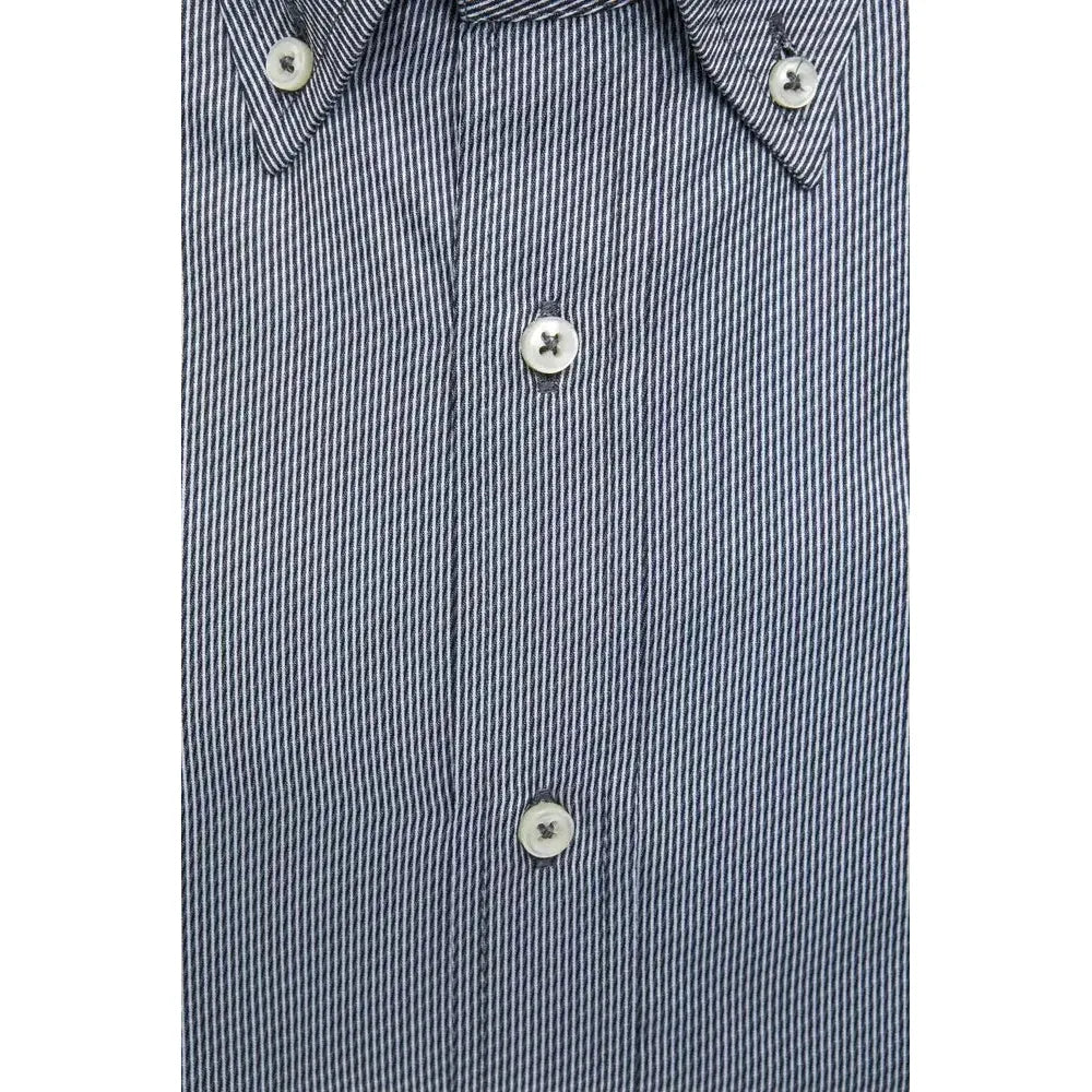 Robert Friedman Blue Cotton Men Shirt Robert Friedman Dark Slate Gray