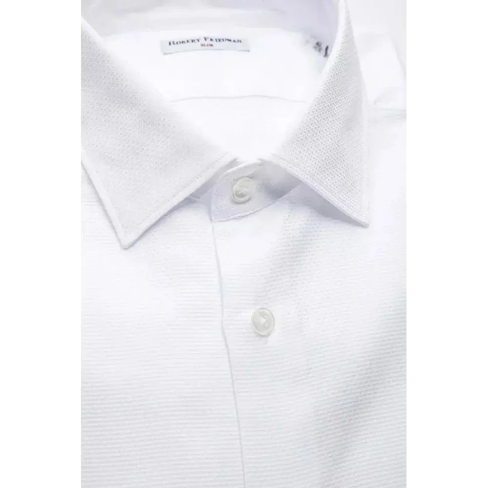 Robert Friedman White Cotton Men Shirt Robert Friedman Lavender