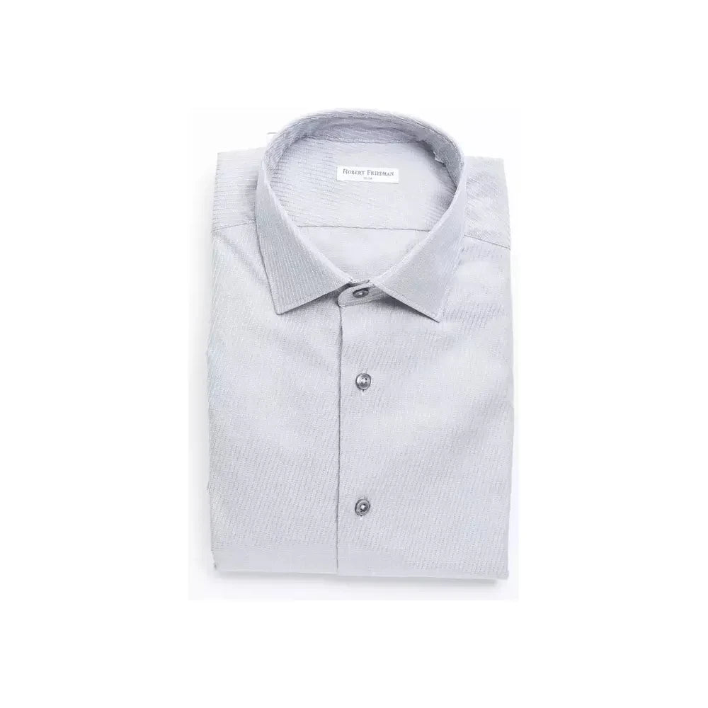 Robert Friedman Beige Cotton Men Shirt Robert Friedman Light Gray