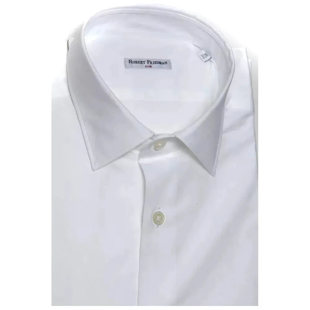 Robert Friedman White Cotton Men Shirt Robert Friedman Light Gray