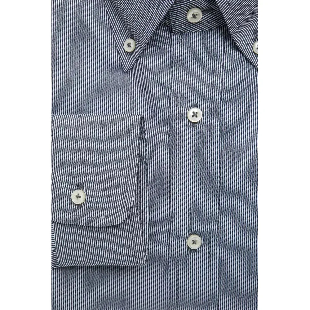 Robert Friedman Blue Cotton Men Shirt Robert Friedman Dark Slate Gray