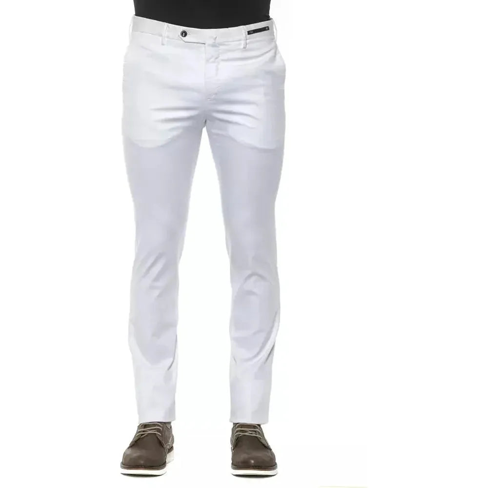 PT Torino White Cotton Men Trouser Jeans & Pants PT Torino Light Gray