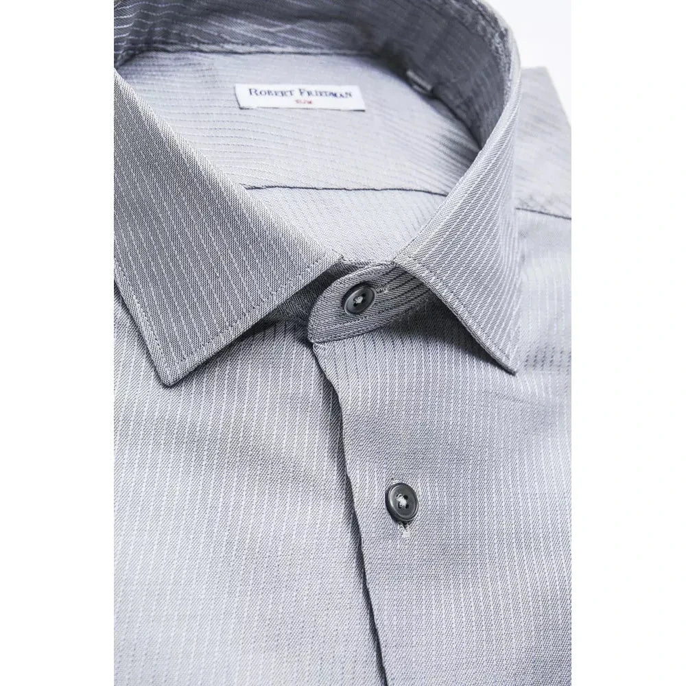Robert Friedman Beige Cotton Men Shirt Robert Friedman Light Gray