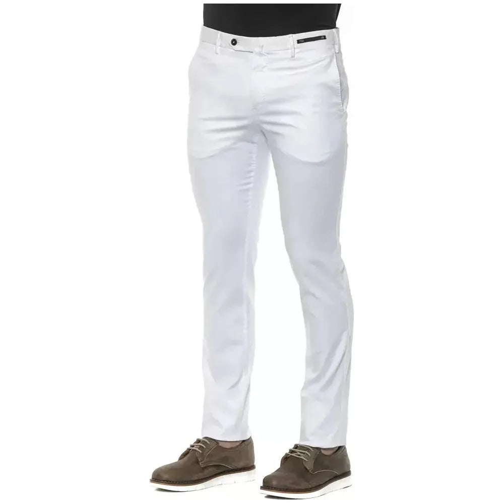 PT Torino White Cotton Men Trouser Jeans & Pants PT Torino Light Gray