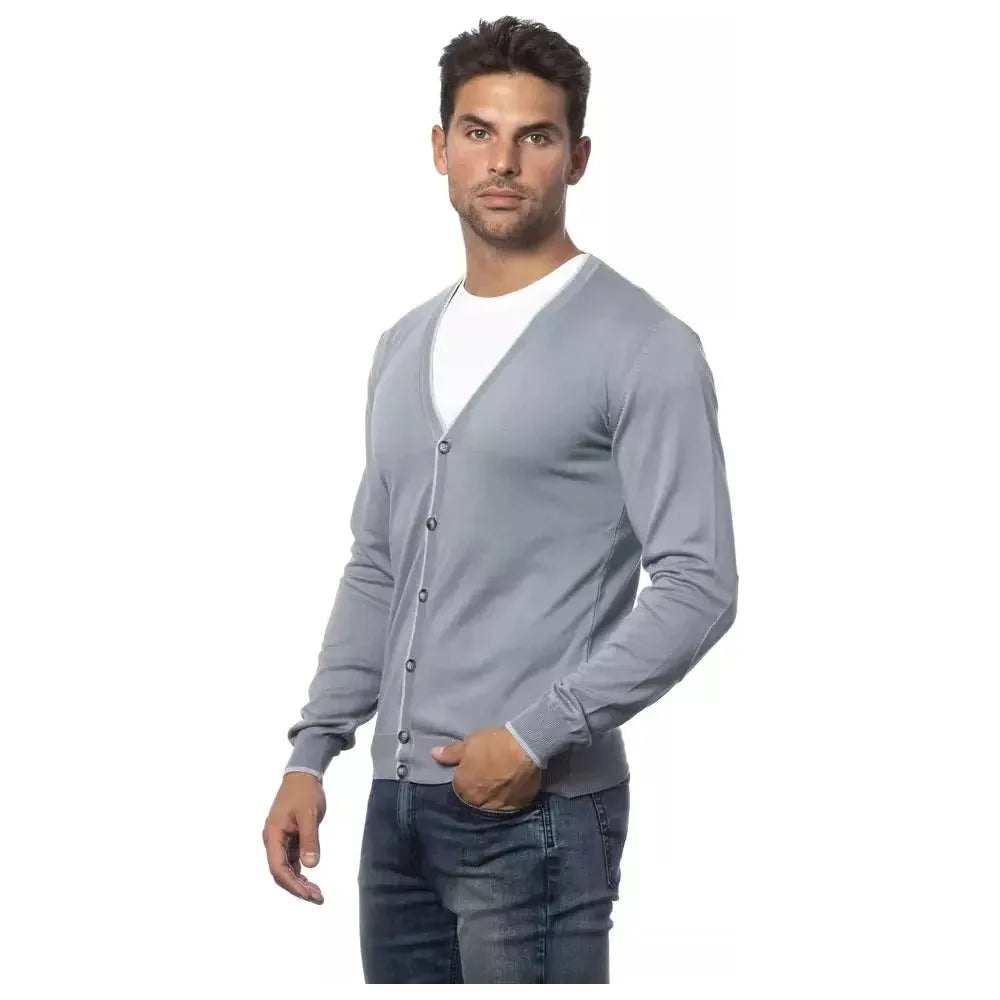 Verri Gray Cotton Men Cardigan Verri Light Slate Gray