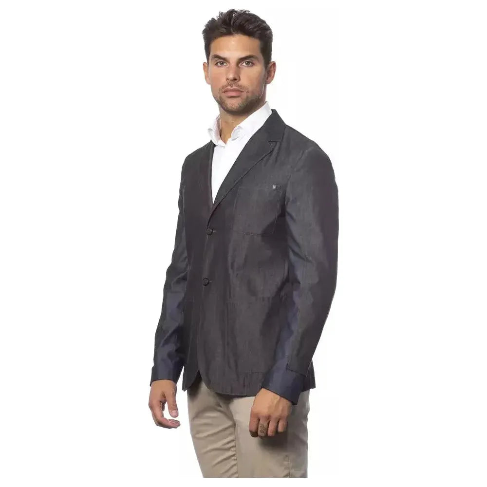 Verri Gray Cotton Men Blazer Verri Dark Slate Gray
