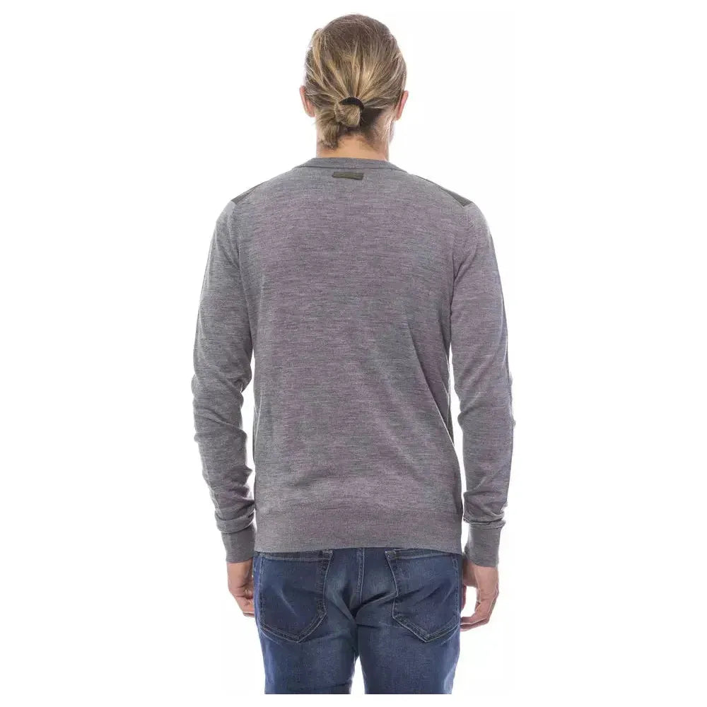 Verri Gray Wool Men Cardigan Verri Slate Gray