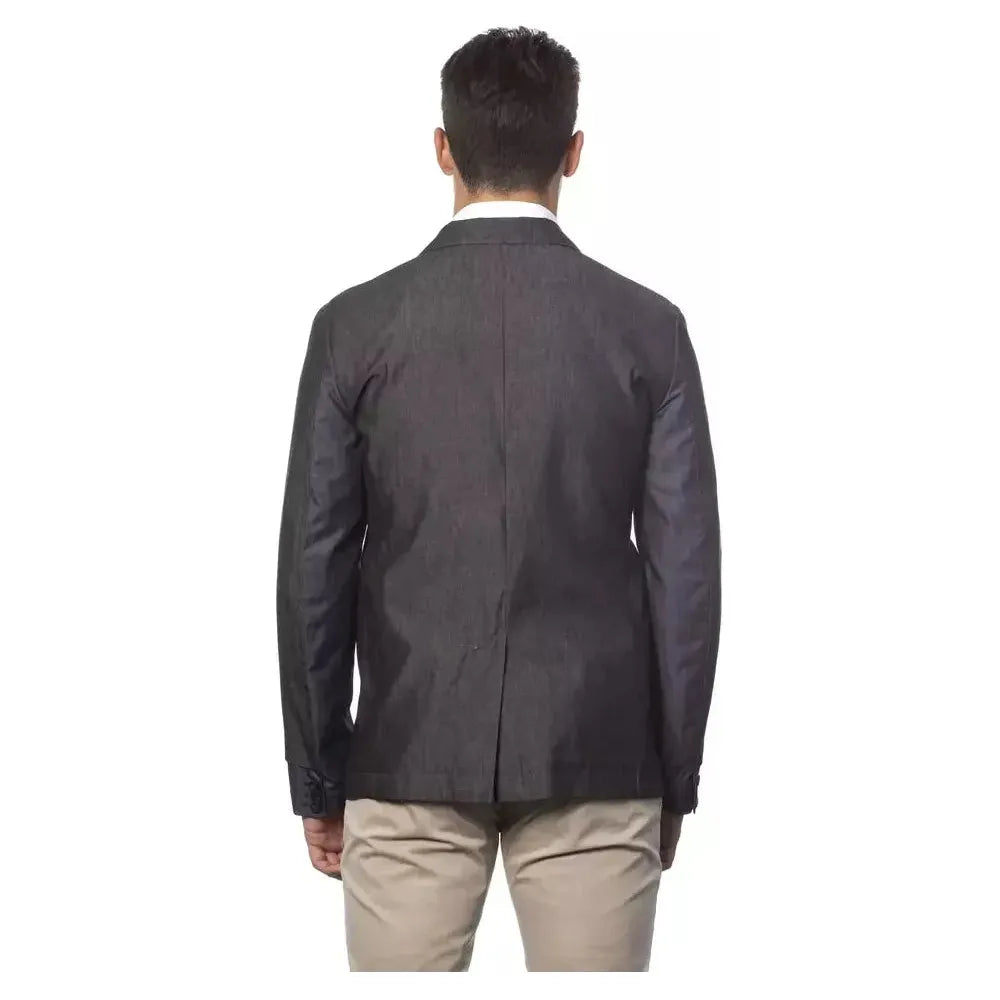 Verri Gray Cotton Men Blazer Verri Dark Slate Gray