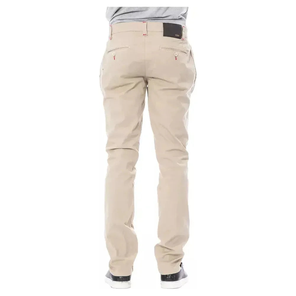 Verri Beige Cotton Men Chino Pant Verri Light Gray