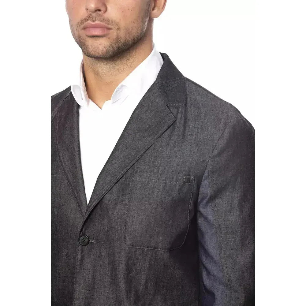 Verri Gray Cotton Men Blazer Verri Dark Slate Gray
