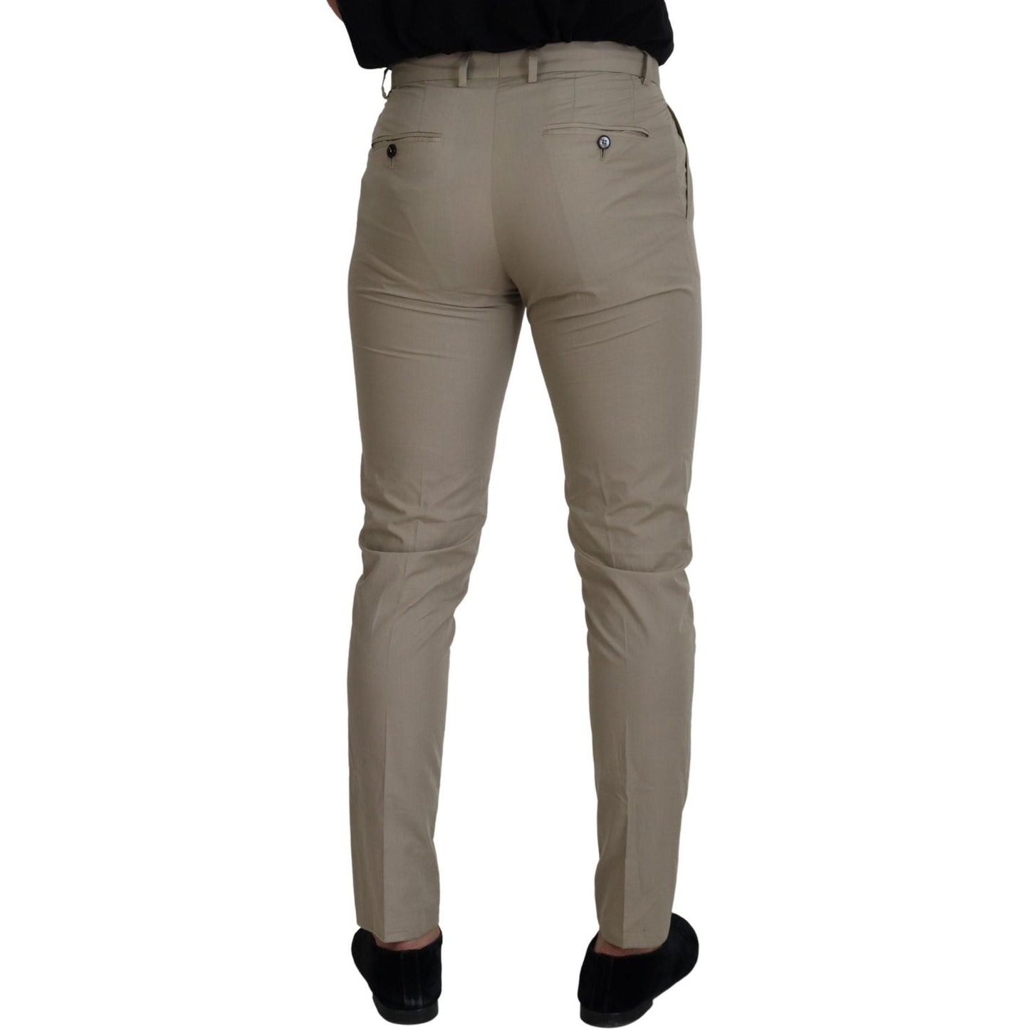 Dolce & Gabbana Stunning Beige Italian Cotton Trousers Dolce & Gabbana Dim Gray
