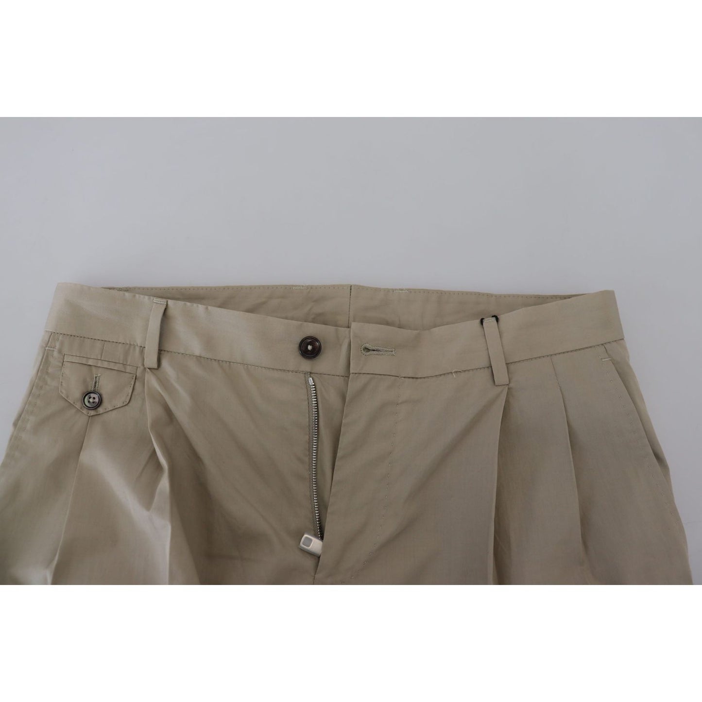 Dolce & Gabbana Stunning Beige Italian Cotton Trousers Dolce & Gabbana Slate Gray