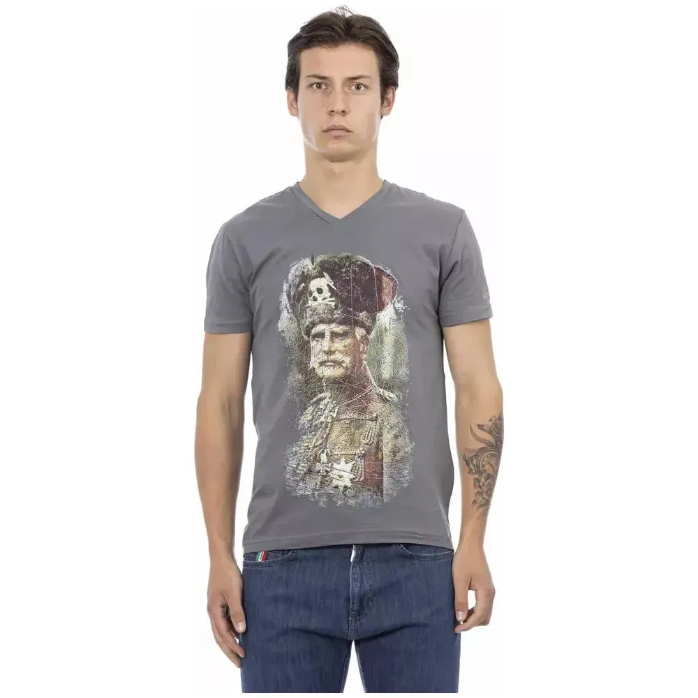 Trussardi Action Gray Cotton Men T-Shirt Trussardi Action Slate Gray