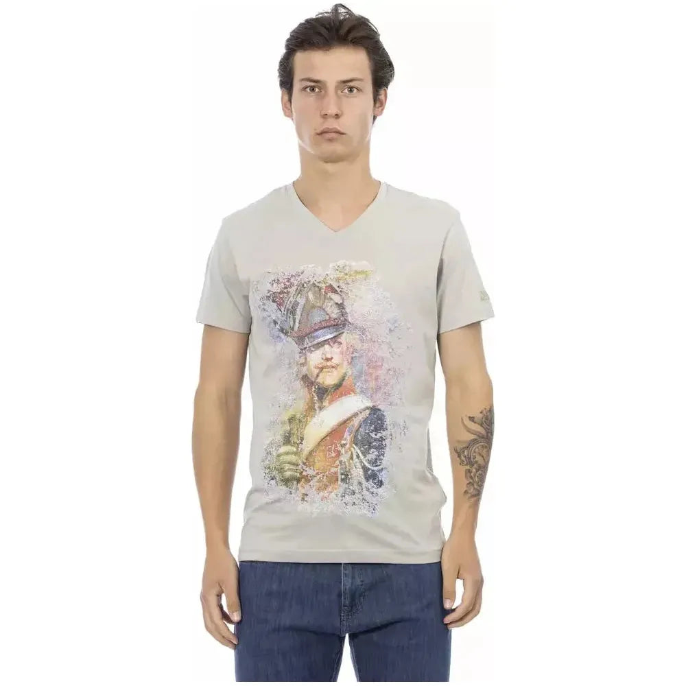 Trussardi Action Gray Cotton Men T-Shirt Trussardi Action Light Gray