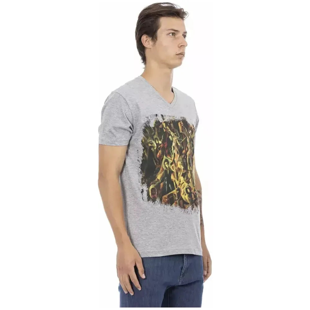 Trussardi Action Gray Cotton Men T-Shirt Trussardi Action Gray