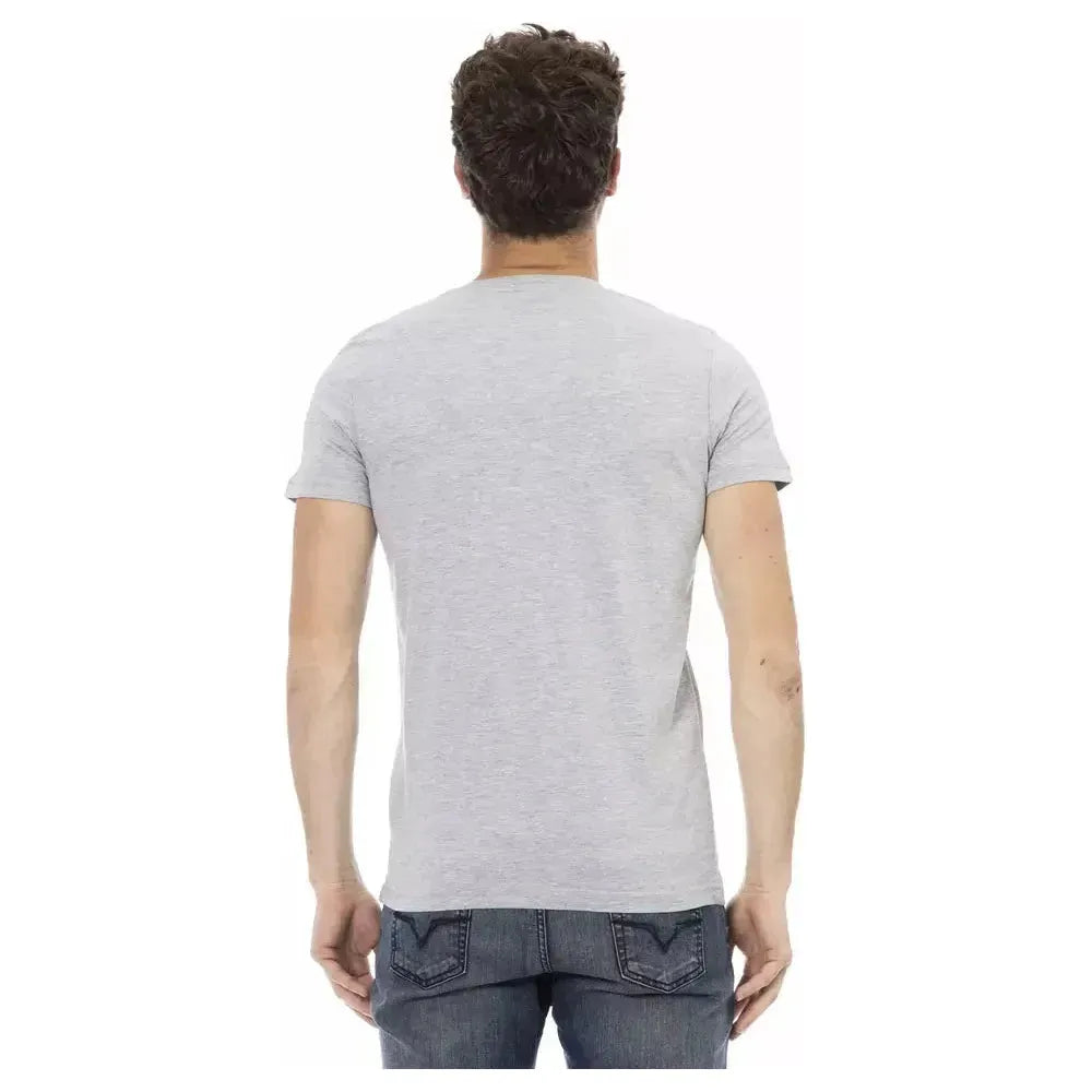 Trussardi Action Gray Cotton Men T-Shirt Trussardi Action Light Gray